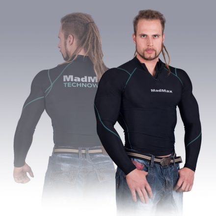 MADMAX Compression Long Sleeve Top with zip Blue hosszú ujjú felső cipzárral 