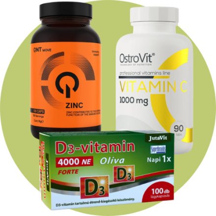 Ostrovit-QNT-Jutavit - Immune csomag (C vitamin + D3 vitamin + Kálcium, Magnézium, Cink)