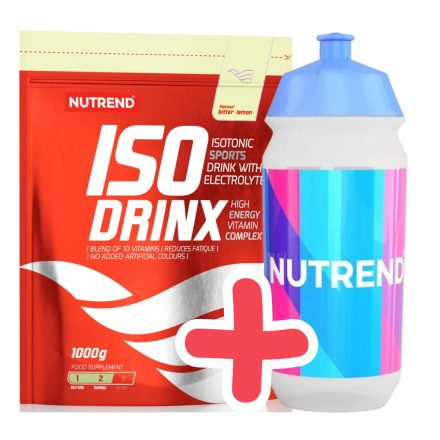 NUTREND Isodrinx 1000g Bitter Lemon + AJÁNDÉK NUTREND Sport Bottle 500ml White Blue/Pink Print