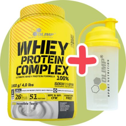 OLIMP SPORT Whey Protein Complex 100% 1800g Strawberry + Ajándék OLIMP SPORT Shaker 700ml Yellow/Trans