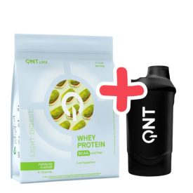   QNT Light Digest Whey Protein 500g Pistachio + QNT Shaker IT'S ON 600ml Black Smoke